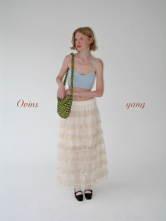 Ovinsyang. Original Design Tiered Lace Midi Skirt