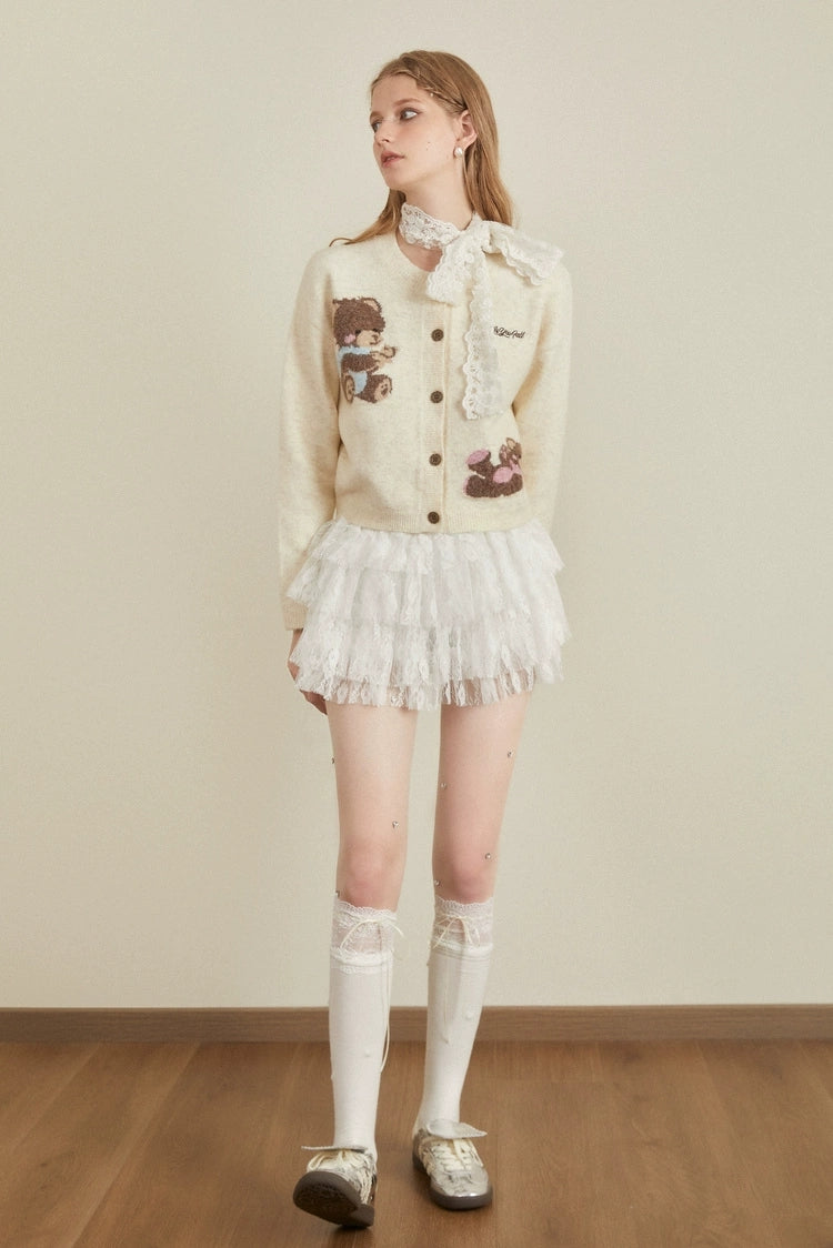 AYF. Original Design Bear Woolen Cardigan