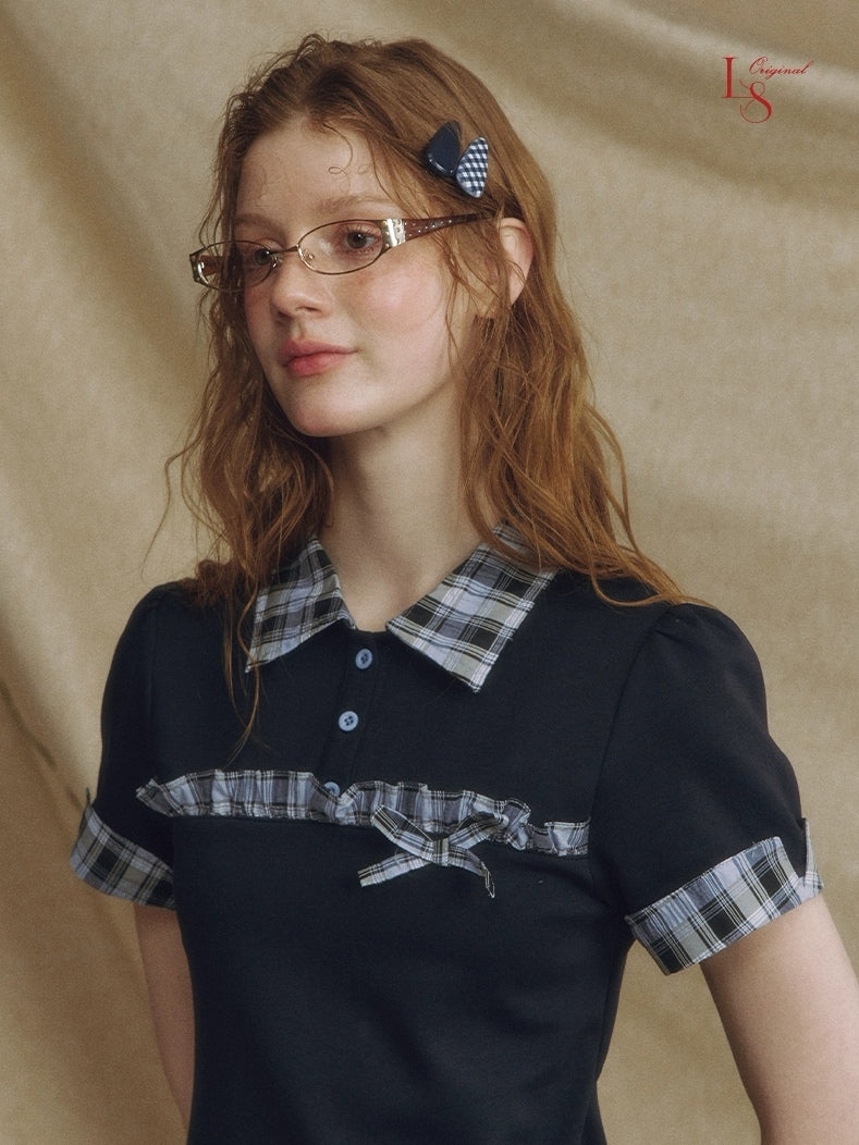 LOLOL. Original Design Contrast Plaid Layered Shirt Dress
