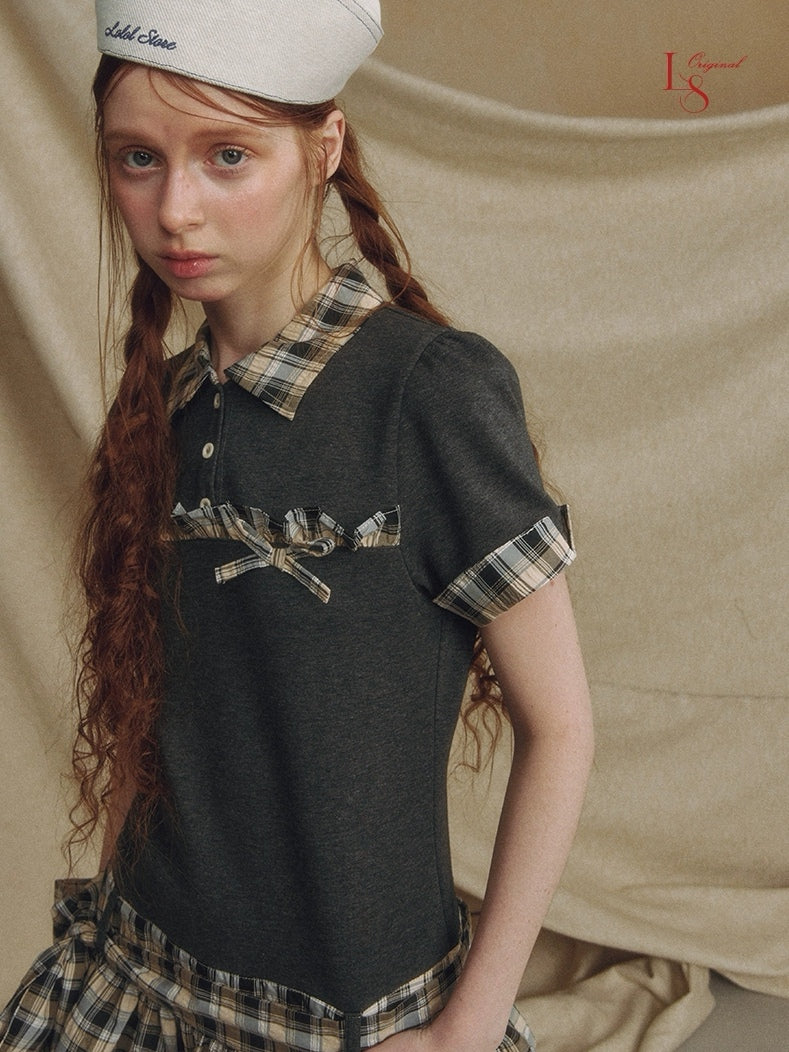 LOLOL. Original Design Contrast Plaid Layered Shirt Dress