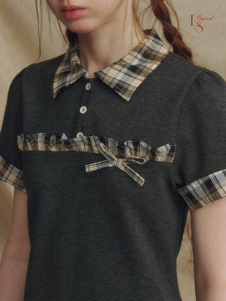LOLOL. Original Design Contrast Plaid Layered Shirt Dress