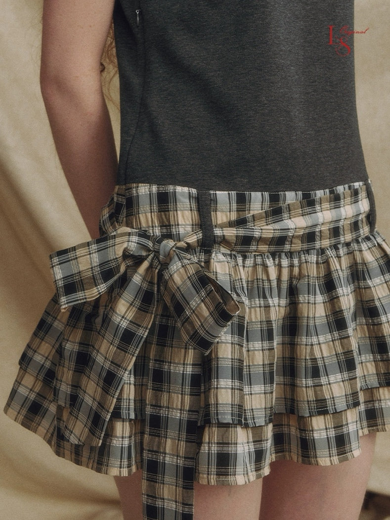 LOLOL. Original Design Contrast Plaid Layered Shirt Dress