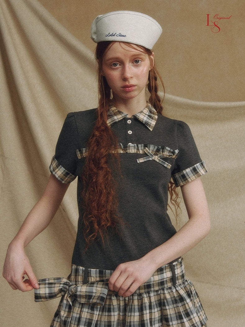 LOLOL. Original Design Contrast Plaid Layered Shirt Dress