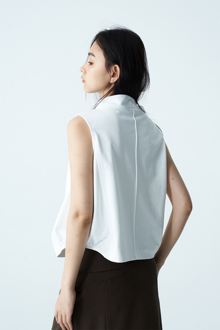DOSORDONTS. original design cocoon sleeveless stand collar shirt