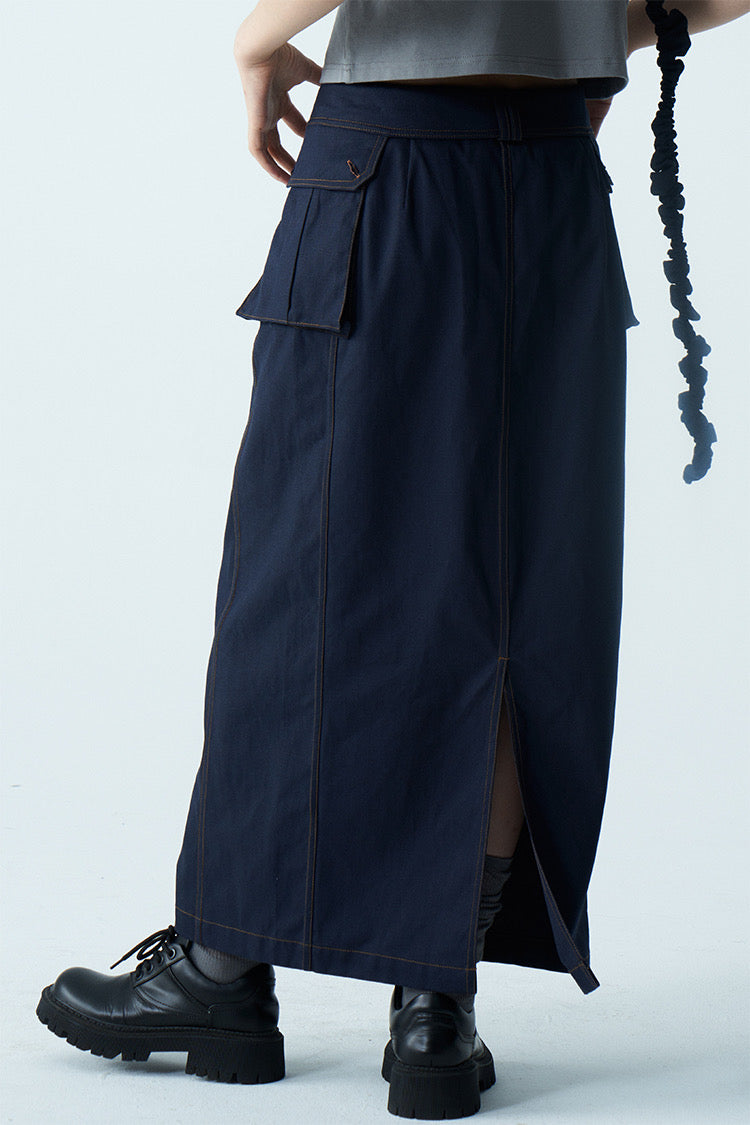 DOSORDONTS. original design folded waist straight cargo skirt
