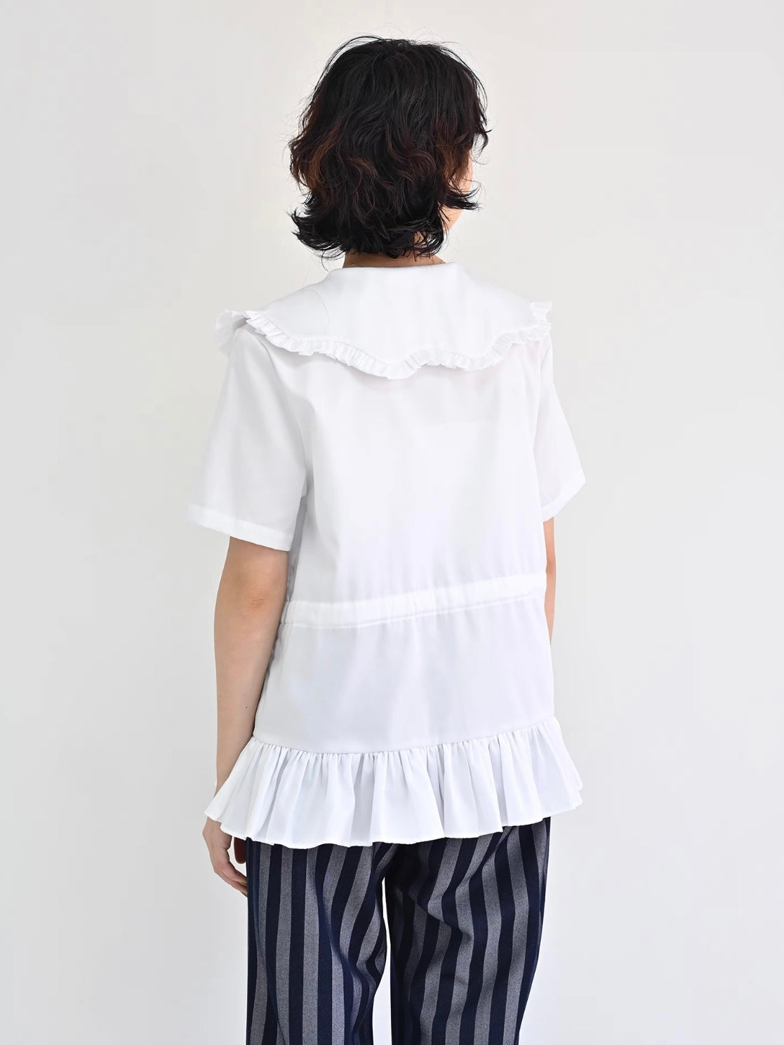 FountainMountain. Original Design White Frill Collar Shirt