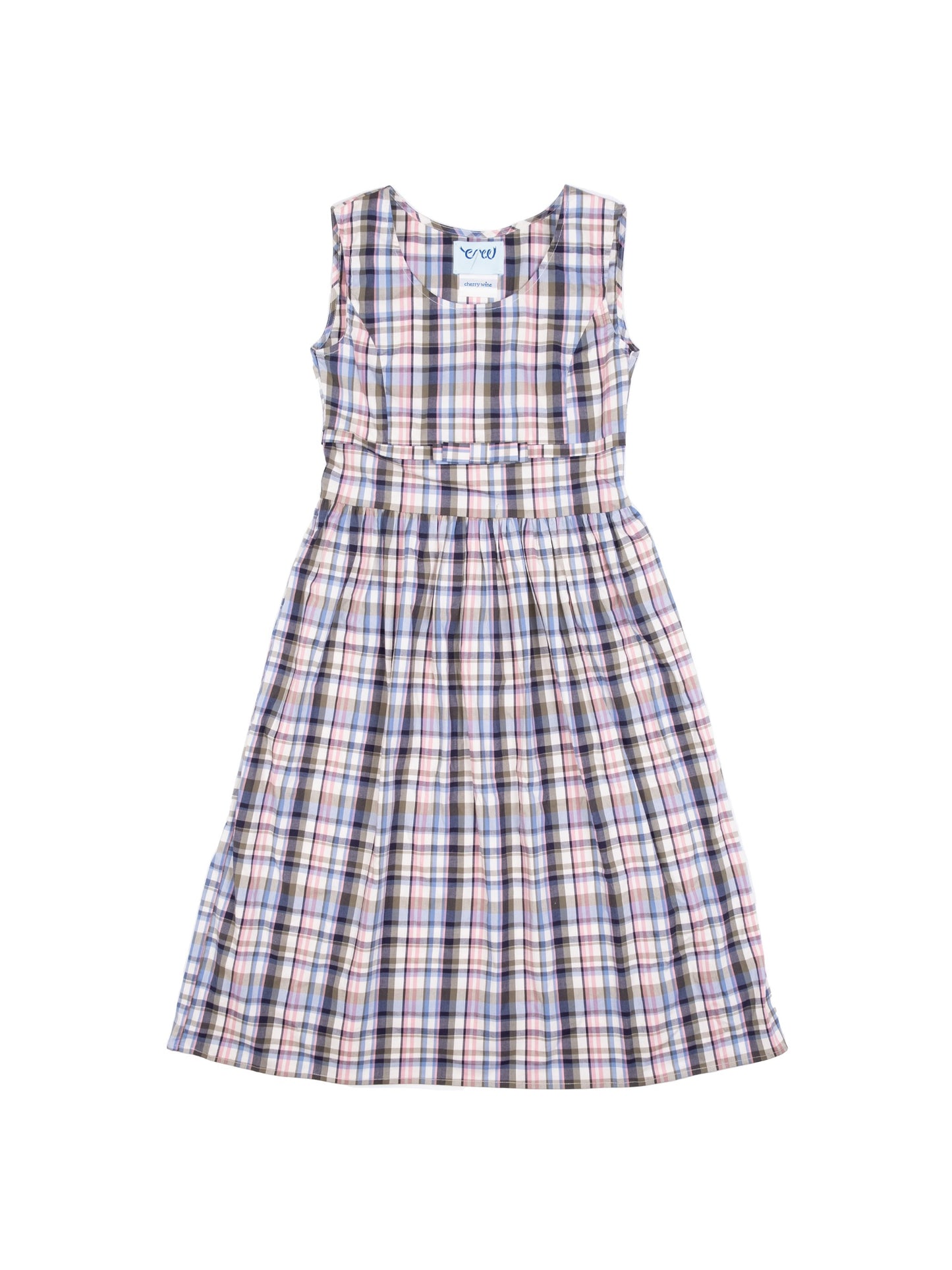 CherryWine. Original Design Pink Blue And Green Plaid Retro Sundress