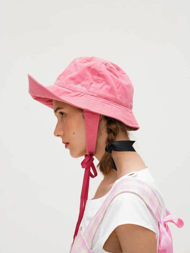 WOKERKER. Original Design Lace-up Wide-Brimmed Fold-Over Bucket Hat
