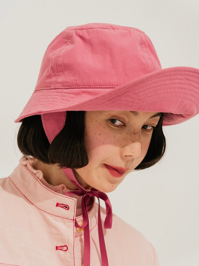 WOKERKER. Original Design Lace-up Wide-Brimmed Fold-Over Bucket Hat