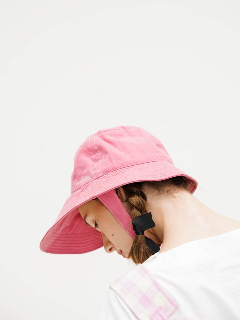 WOKERKER. Original Design Lace-up Wide-Brimmed Fold-Over Bucket Hat