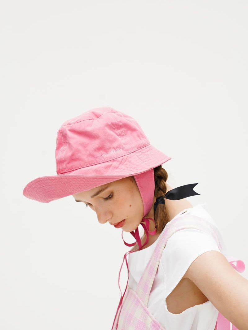 WOKERKER. Original Design Lace-up Wide-Brimmed Fold-Over Bucket Hat