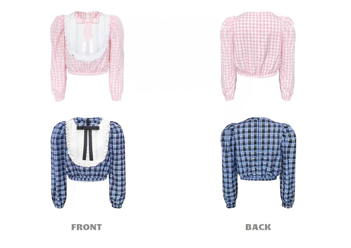Narrator. Original Design Plaid Bow Brooch Shirt