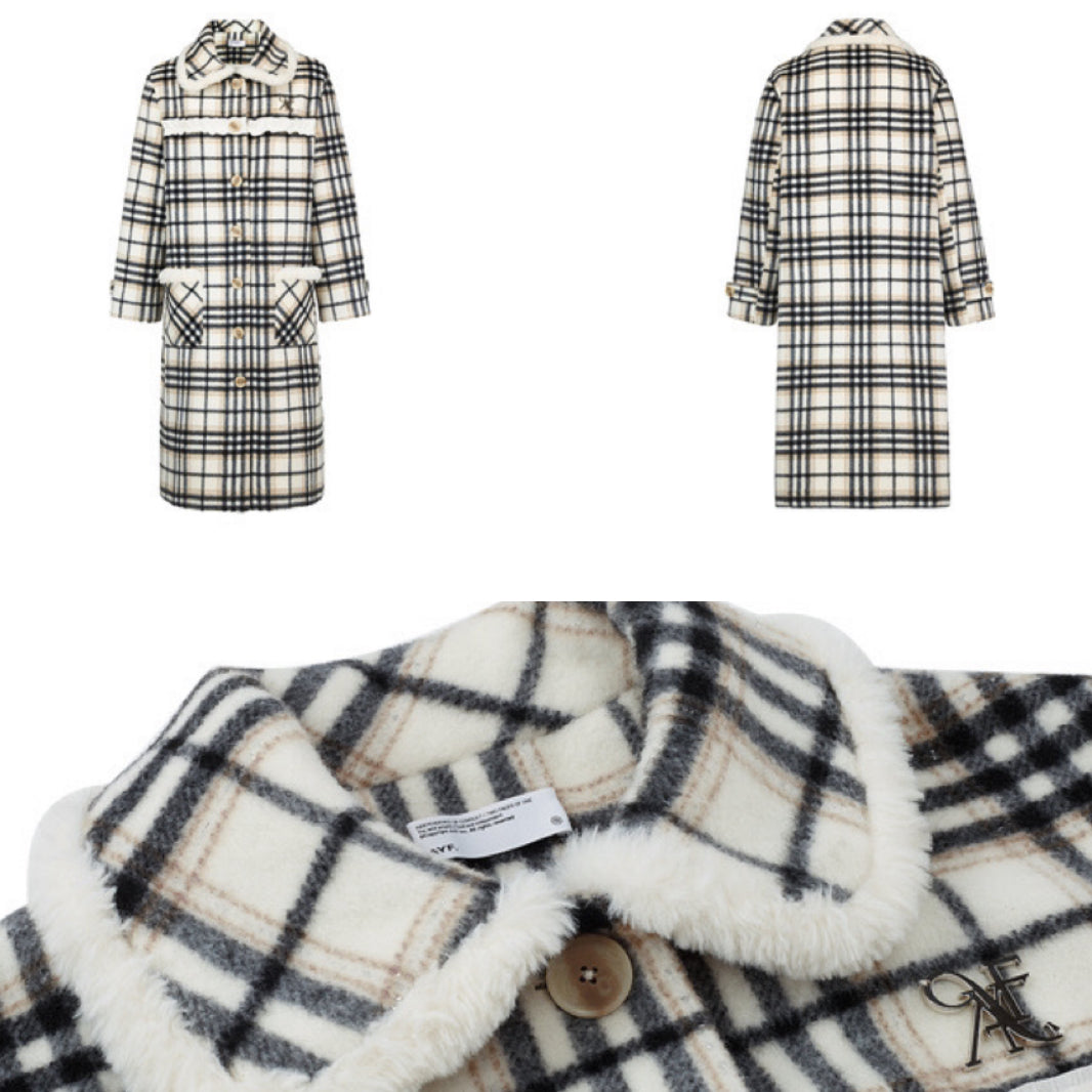 AYF. Original Design Plaid Wool Frill Coat