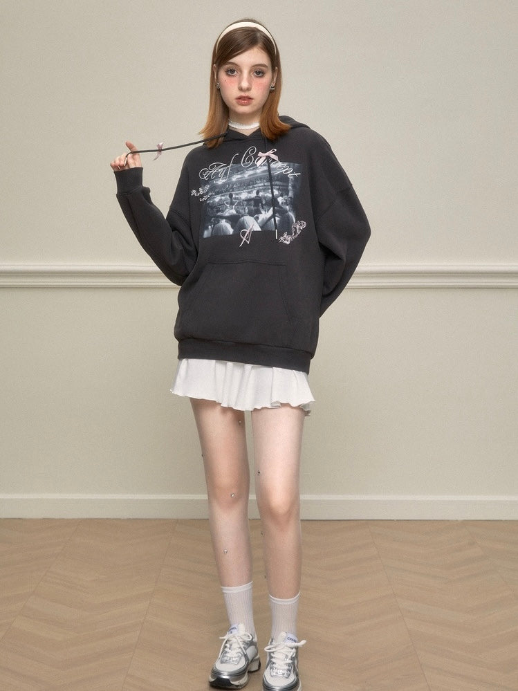 AYF. Original Design Retro Casual Loose Design Hooded Sweatshirt