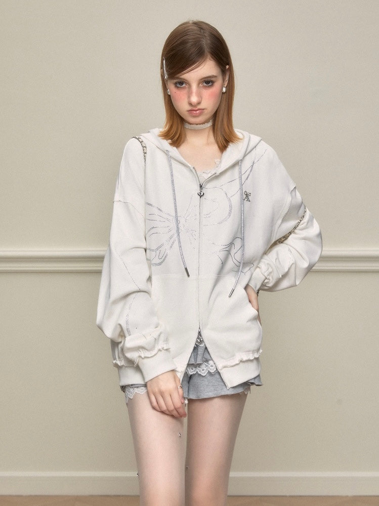 AYF. Original Design White Diamond Bow Sweatshirt