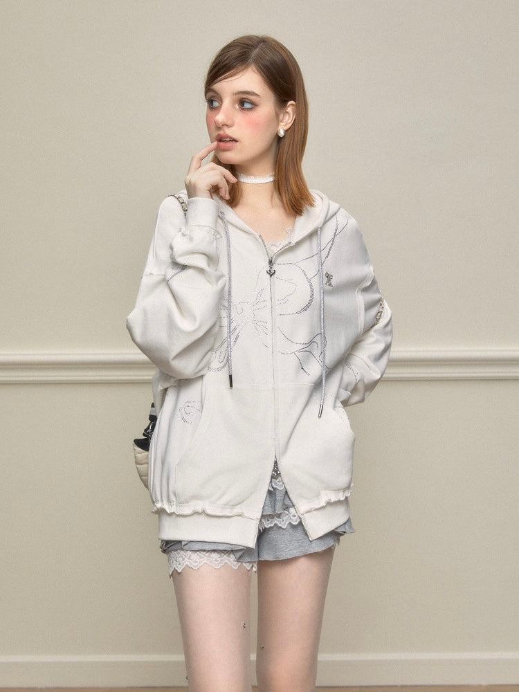 AYF. Original Design White Diamond Bow Sweatshirt