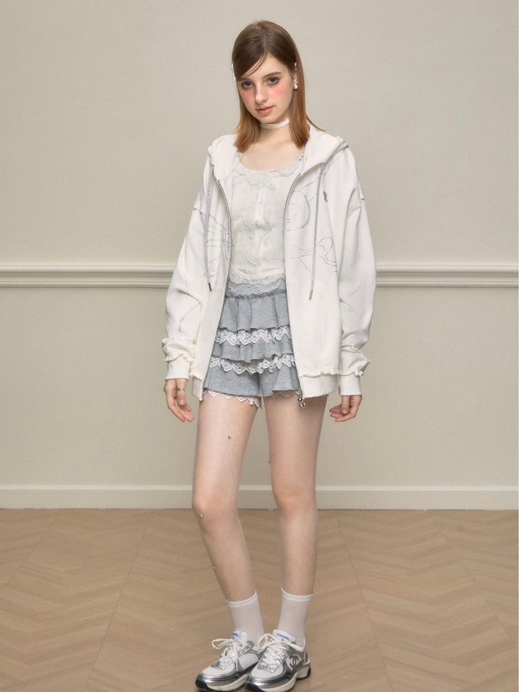 AYF. Original Design White Diamond Bow Sweatshirt