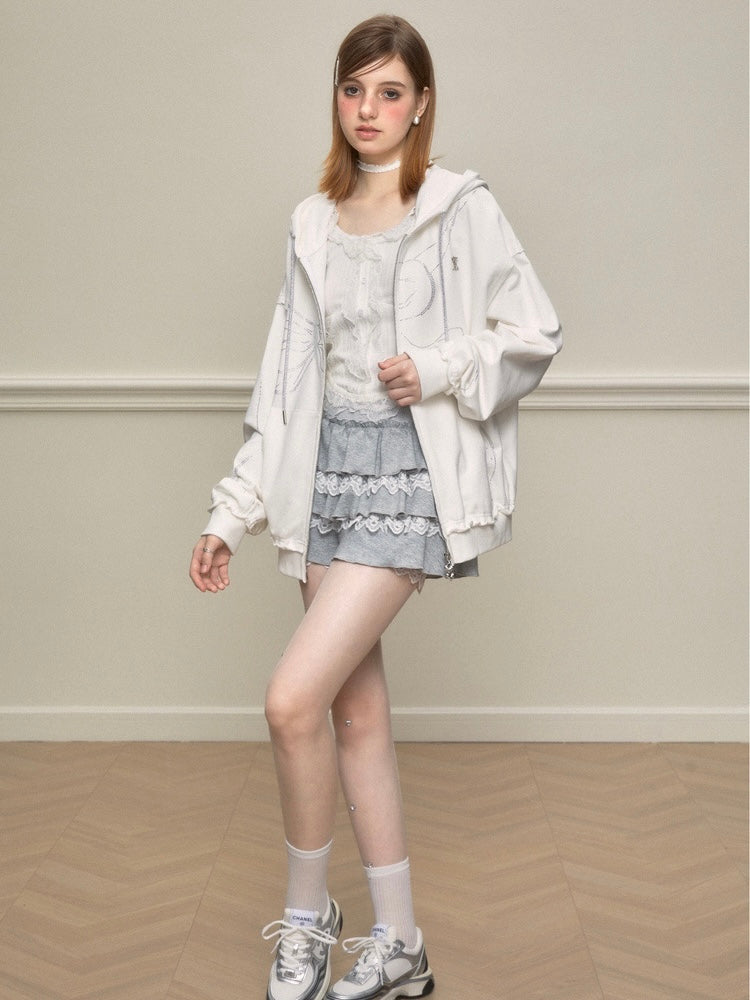 AYF. Original Design White Diamond Bow Sweatshirt