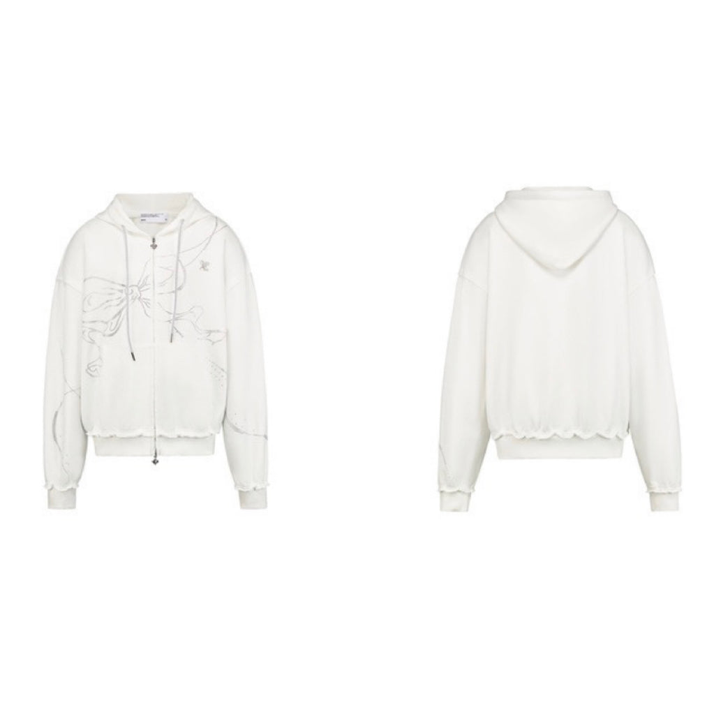 AYF. Original Design White Diamond Bow Sweatshirt