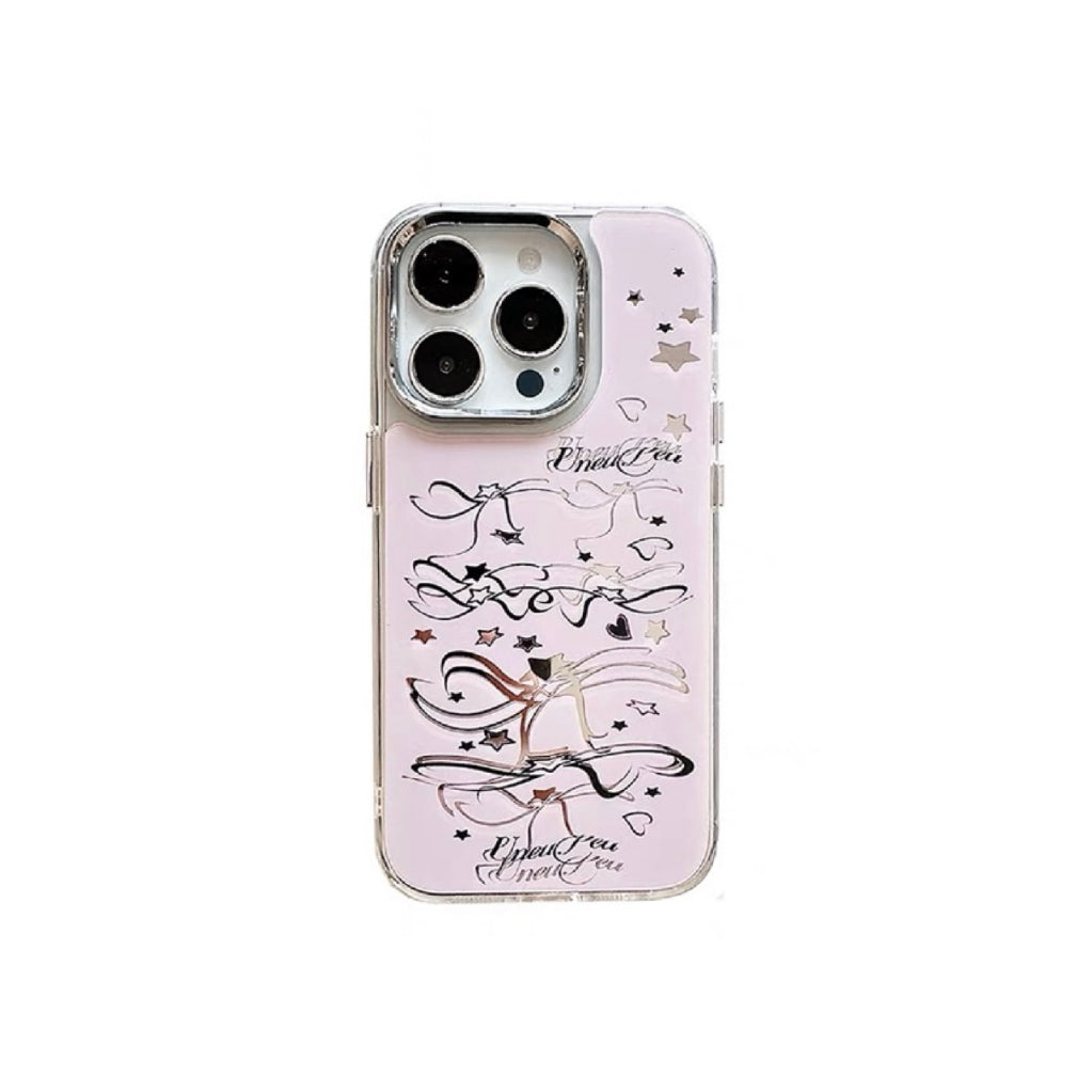 UNEUPEU .Ballet Girl Mirrored Silver Ballet Style Pink iPhone Case All-Inclusive