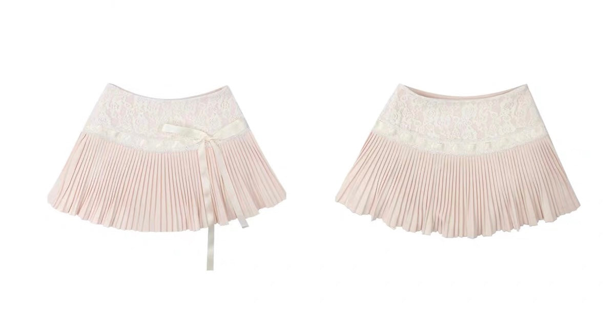 Mummy Cat. Girly Sweet Lace Strappy Pleated Skirt