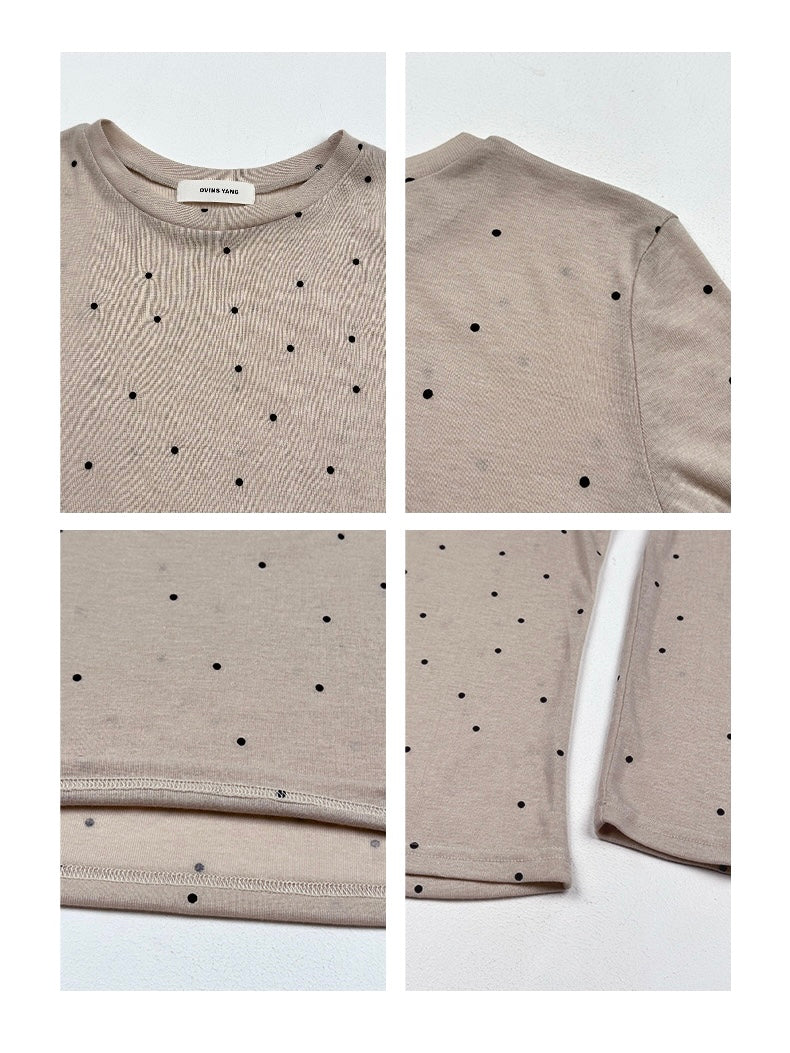Ovins yang. Girly Sweet Long sleeve T-shirt Polka Dot Top