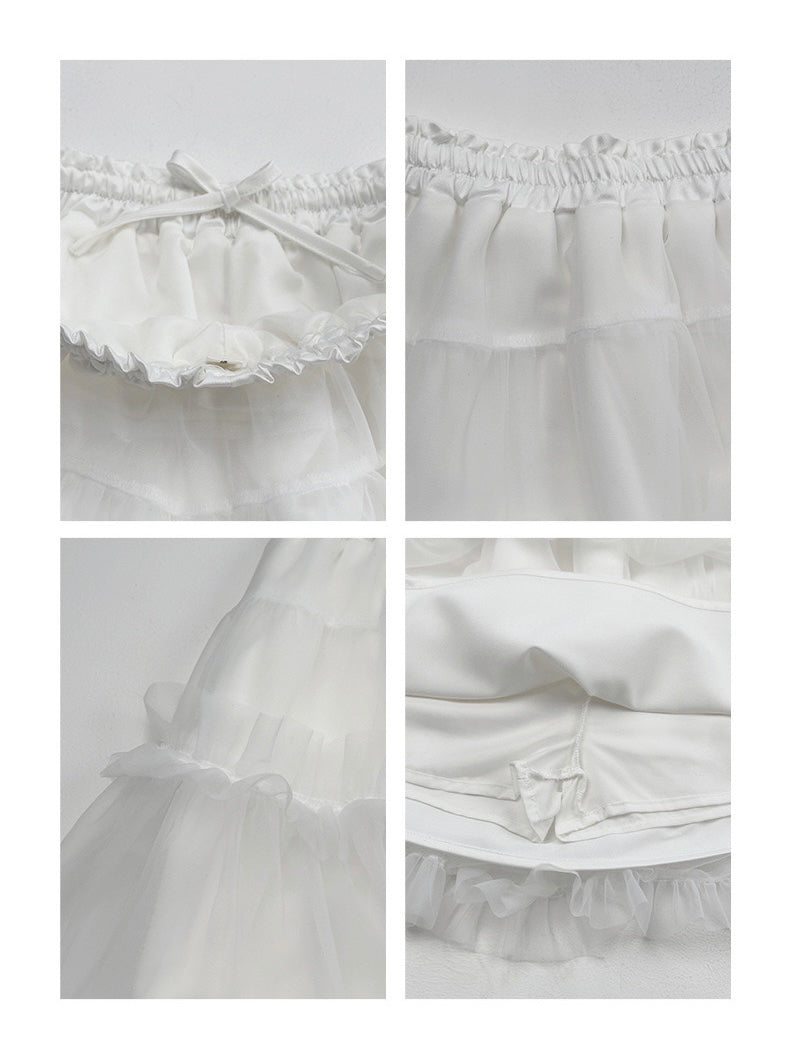 Ovins yang. Girly Sweet Little Swan Mesh Short Skirt