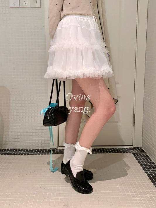 Ovins yang. Girly Sweet Little Swan Mesh Short Skirt