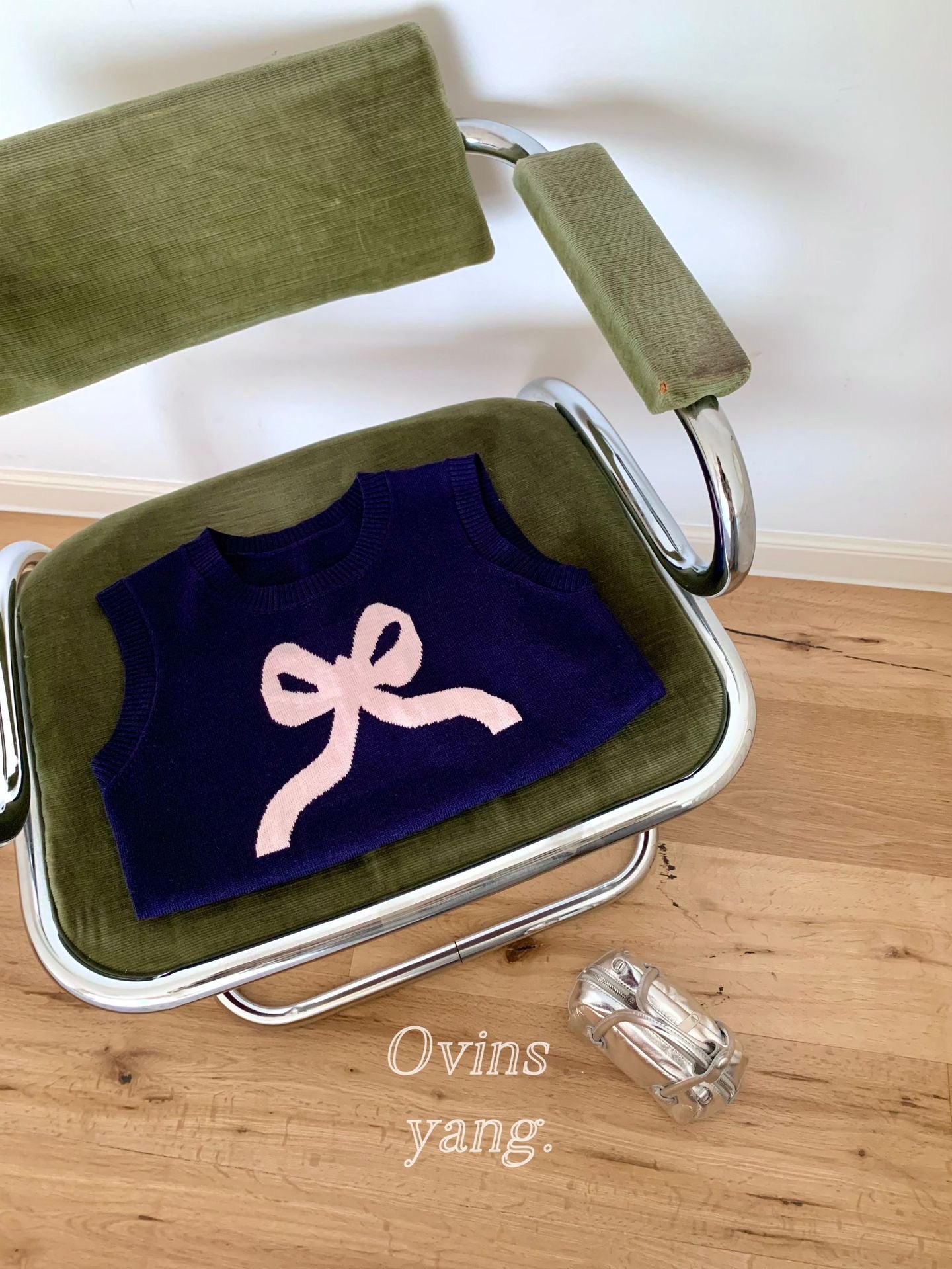Ovins yang. Girly Sweet Bow knit Vest Sleeveless Top