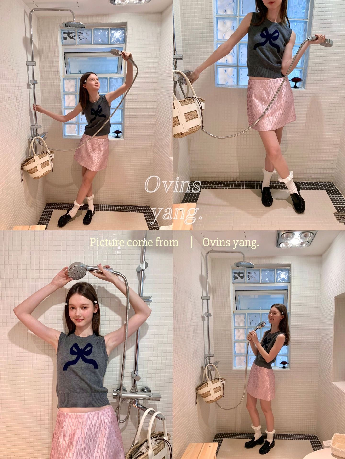 Ovins yang. Girly Sweet Bow knit Vest Sleeveless Top