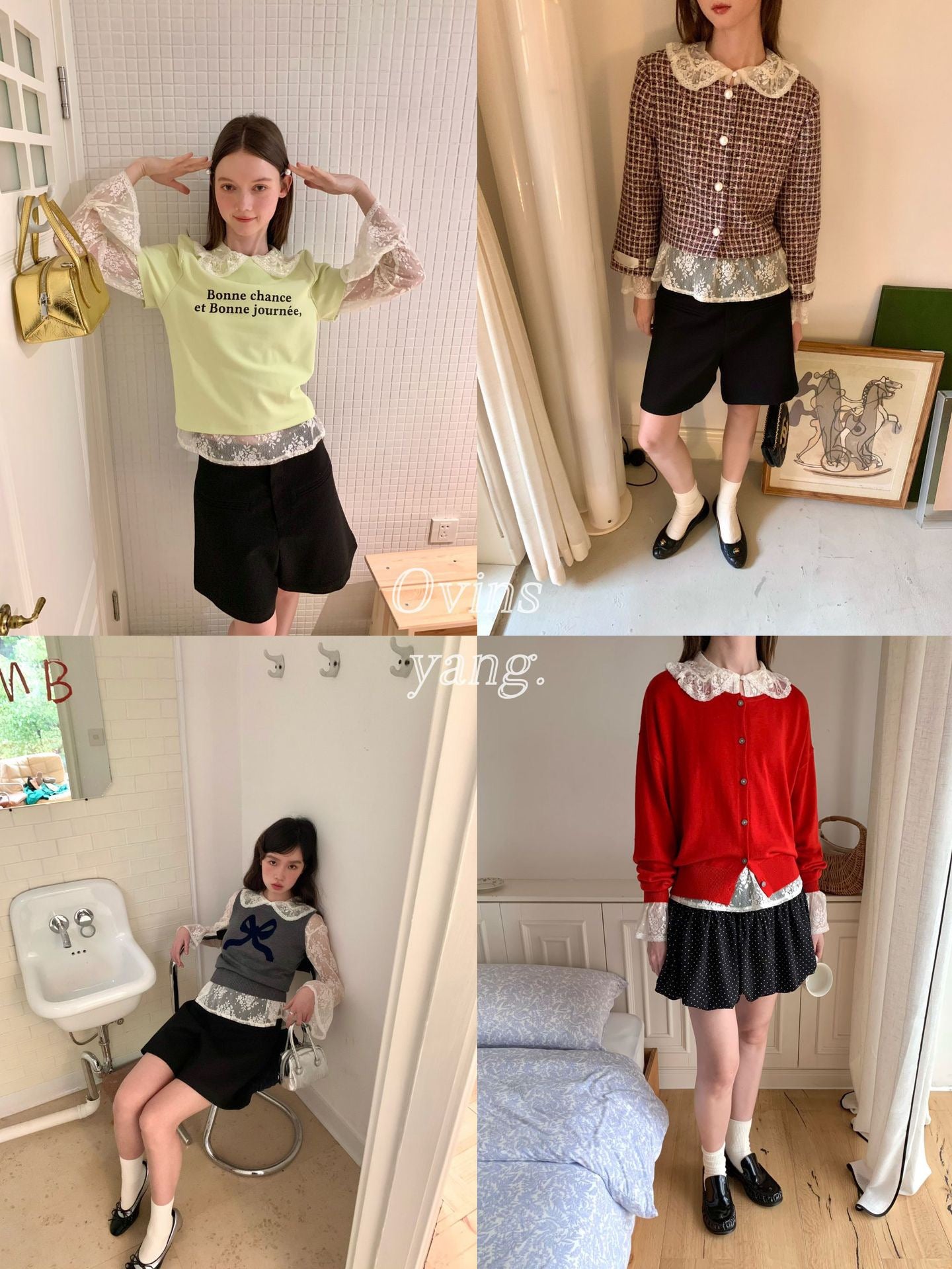Ovins yang. Girly Sweet Inside Lace Top