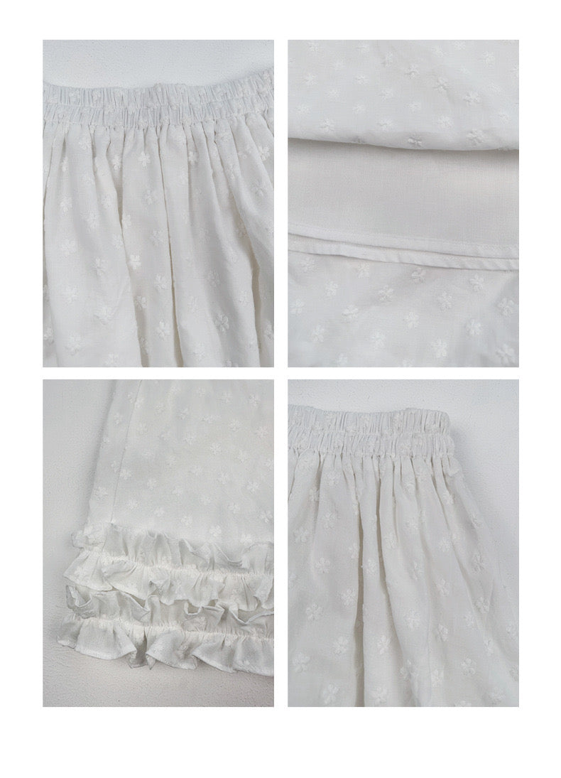 Ovins yang. Girly Sweet Jacquard Frill Cotton Long Skirt