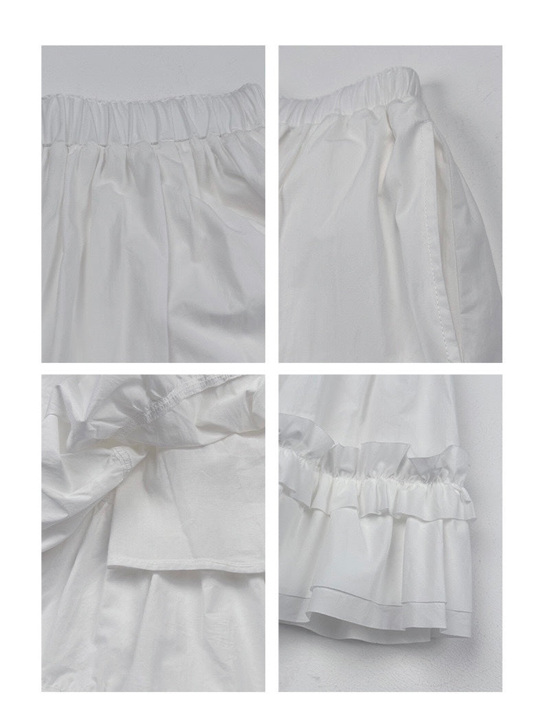 Ovins yang. Girly Sweet Frill Cotton Layered Skirt