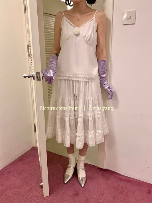 Ovins yang. Girly Sweet Frill Cotton Layered Skirt