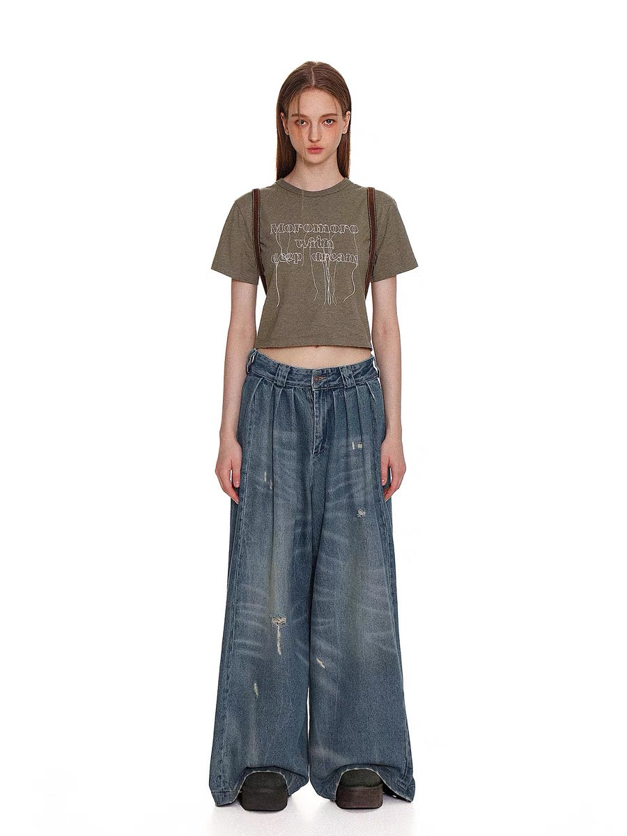 Moromoro. Original Design Dream Embroidered Shirt Tassel Short T-shirt