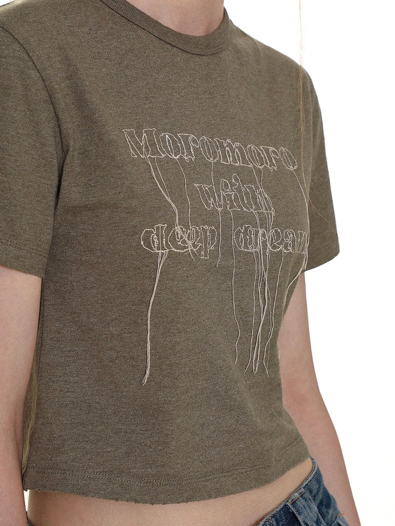 Moromoro. Original Design Dream Embroidered Shirt Tassel Short T-shirt