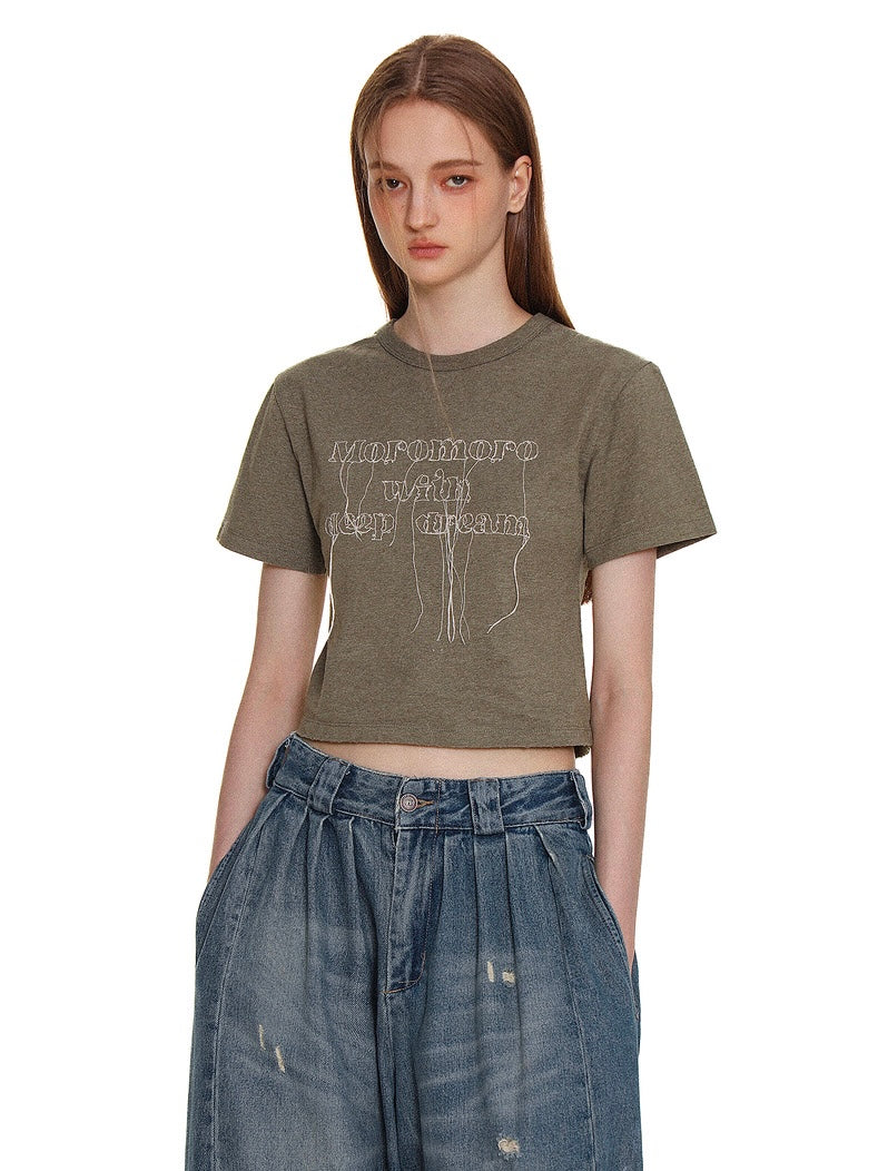 Moromoro. Original Design Dream Embroidered Shirt Tassel Short T-shirt