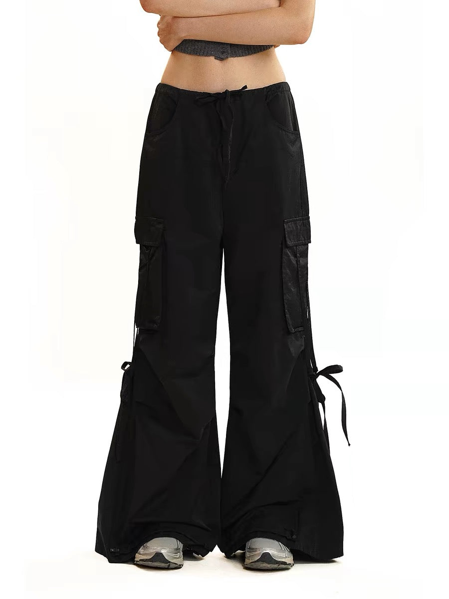 Moromoro. Original Design Multi-function Pocket Strapp Flared Casual Trousers