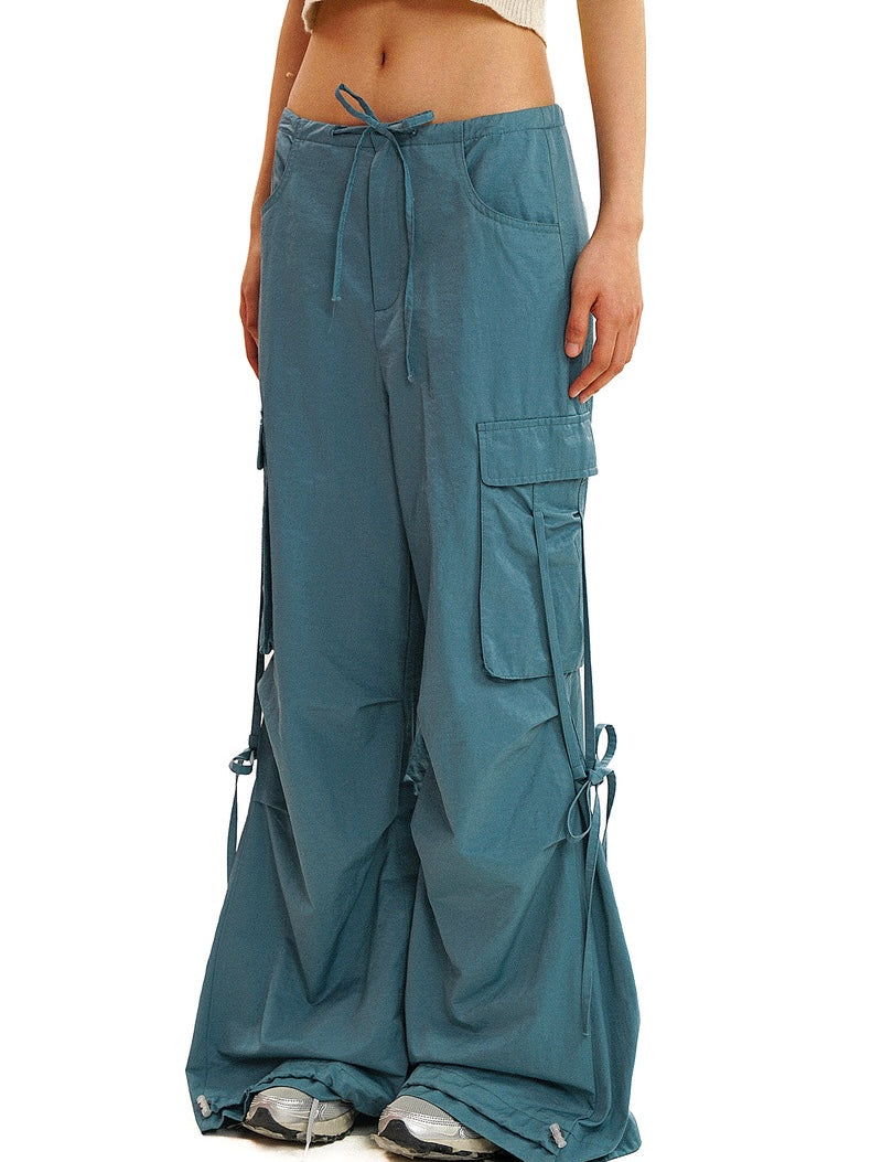 Moromoro. Original Design Multi-function Pocket Strapp Flared Casual Trousers