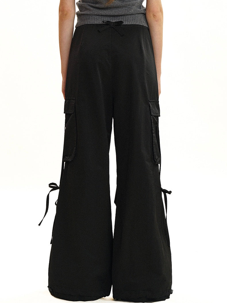 Moromoro. Original Design Multi-function Pocket Strapp Flared Casual Trousers