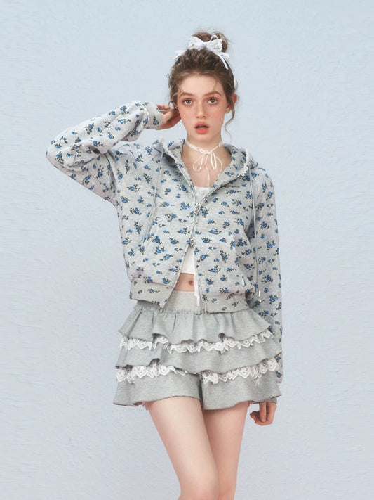 AYF. Original Design Floral Off-shoulder Hoodie