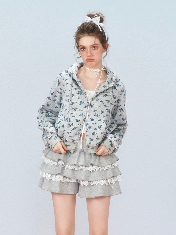 AYF. Original Design Floral Off-shoulder Hoodie