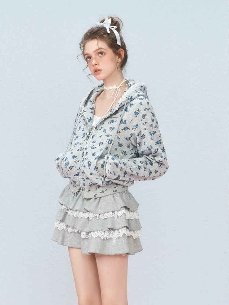 AYF. Original Design Floral Off-shoulder Hoodie