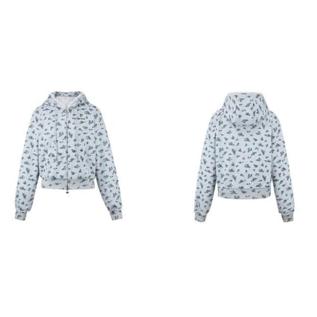 AYF. Original Design Floral Off-shoulder Hoodie