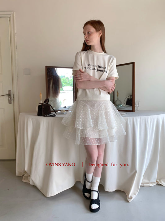 Ovins yang. Girly Sweet Mesh Layered Skirt