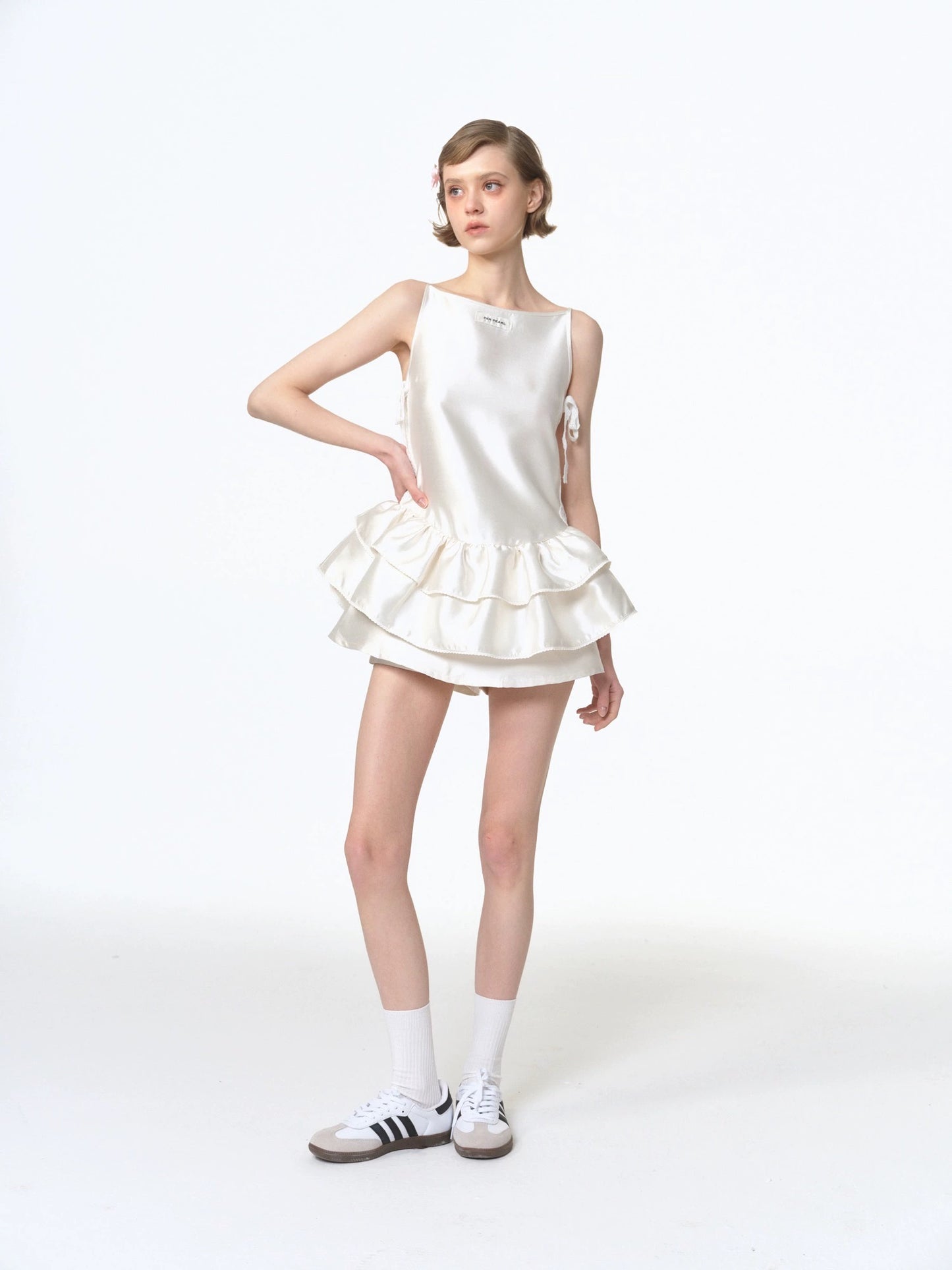 PER PEARL. Original Design Lace Bow Layer Top&Pant Set Up