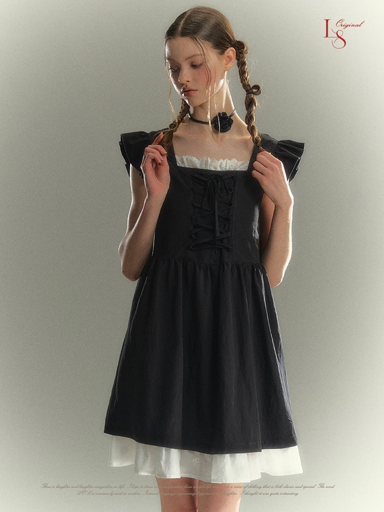 LOLOL.Original Design French Girly Flying Sleeves Dress