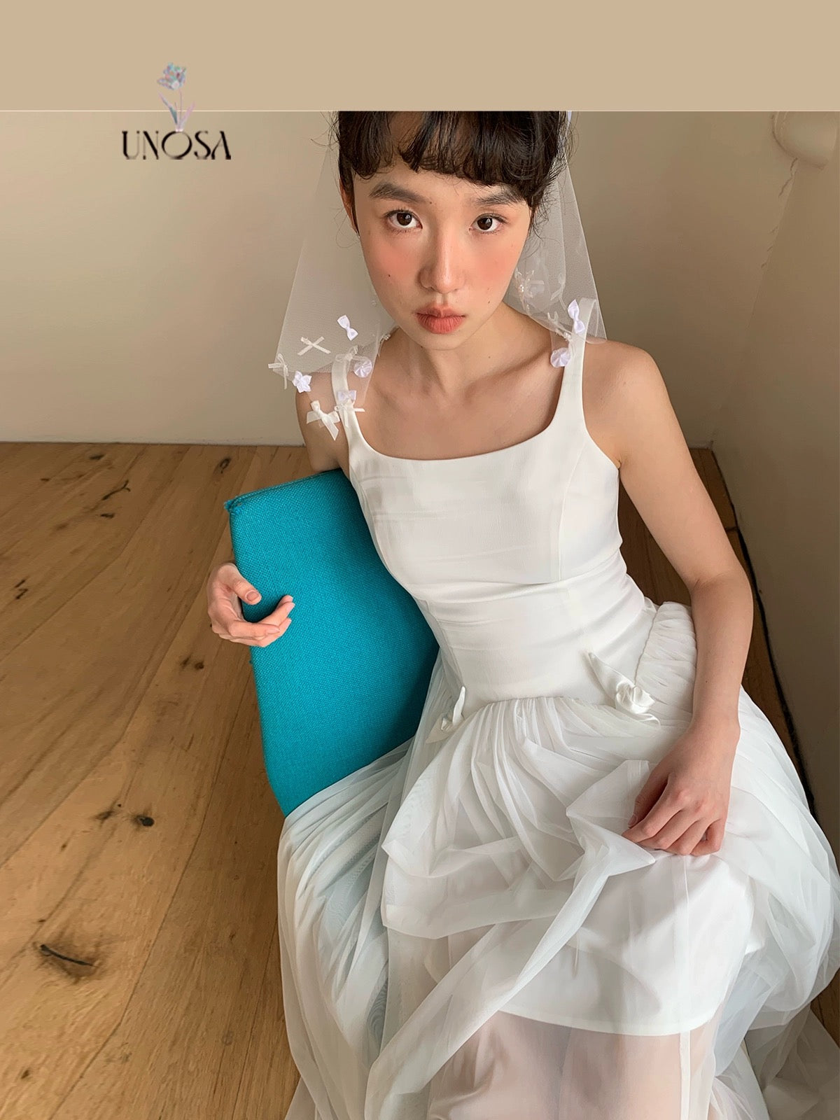 UNOSA.Original Design Rose Suspender Sheer Dress