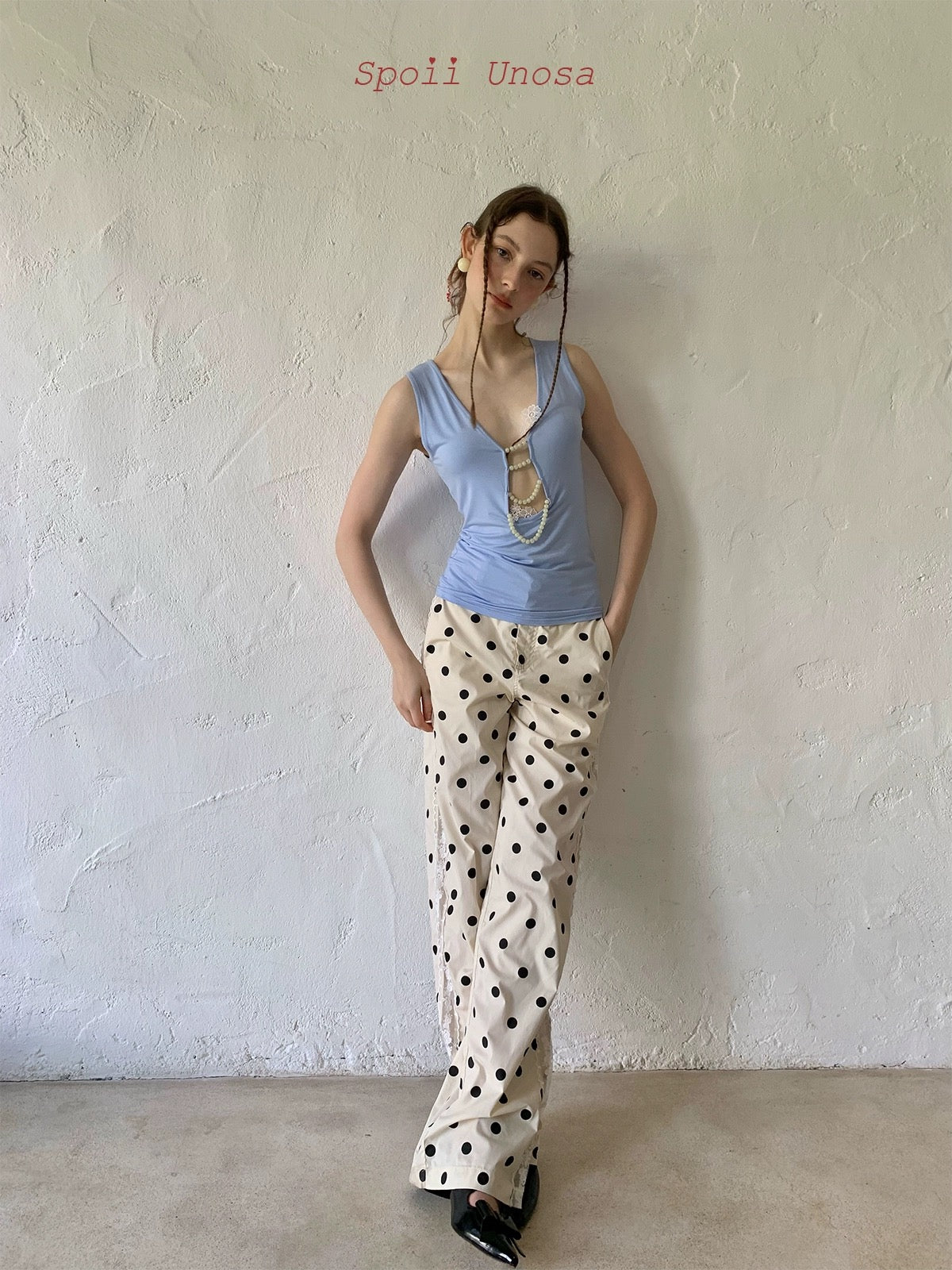 Spoii Unosa.Original Design French Layered Floral Tank Top&Skirt