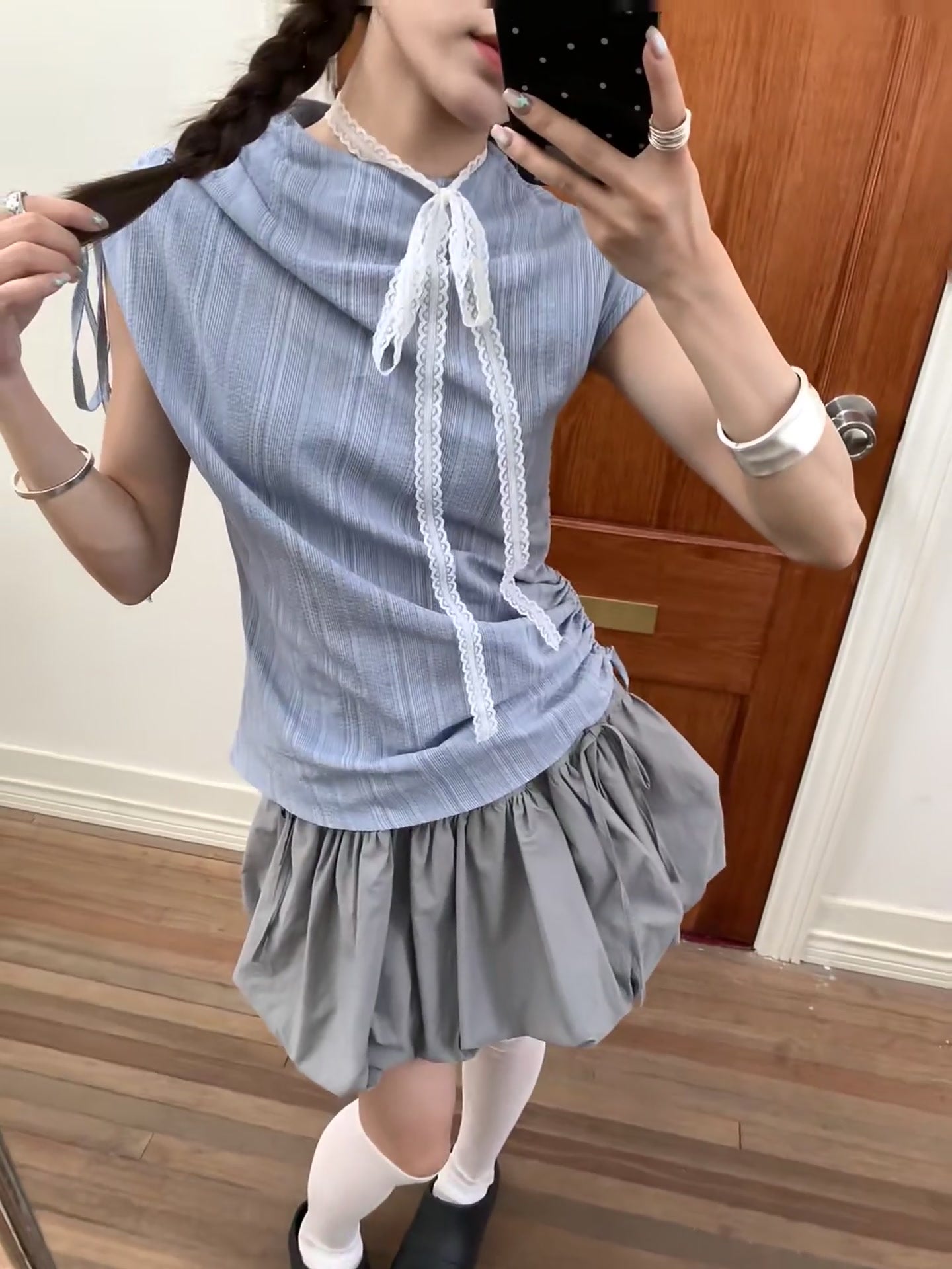 Zero Soda.Lace Frill Tops&Puff Skirt